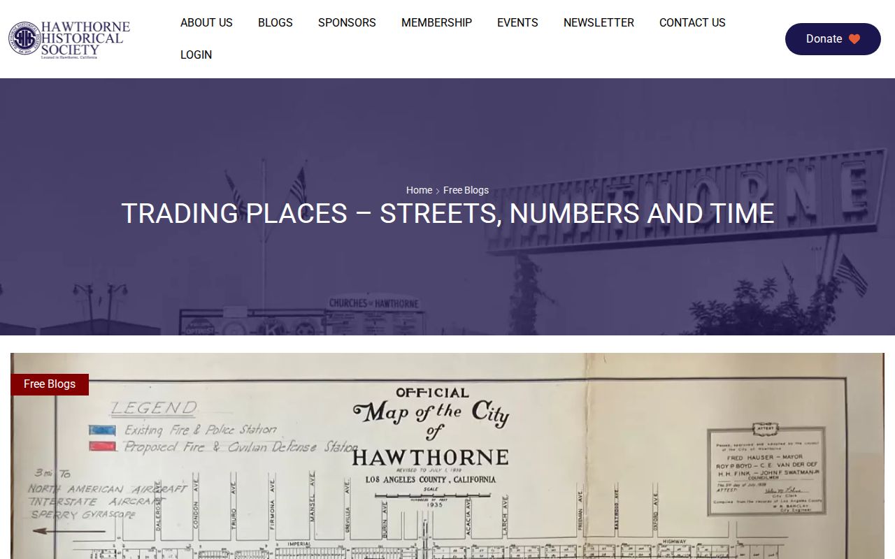 Hawthorne city directory street-order research from the Hawthorne Historical Society