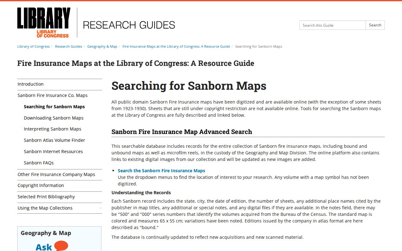 Hawthorne city directory research using Library of Congress Sanborn map search
