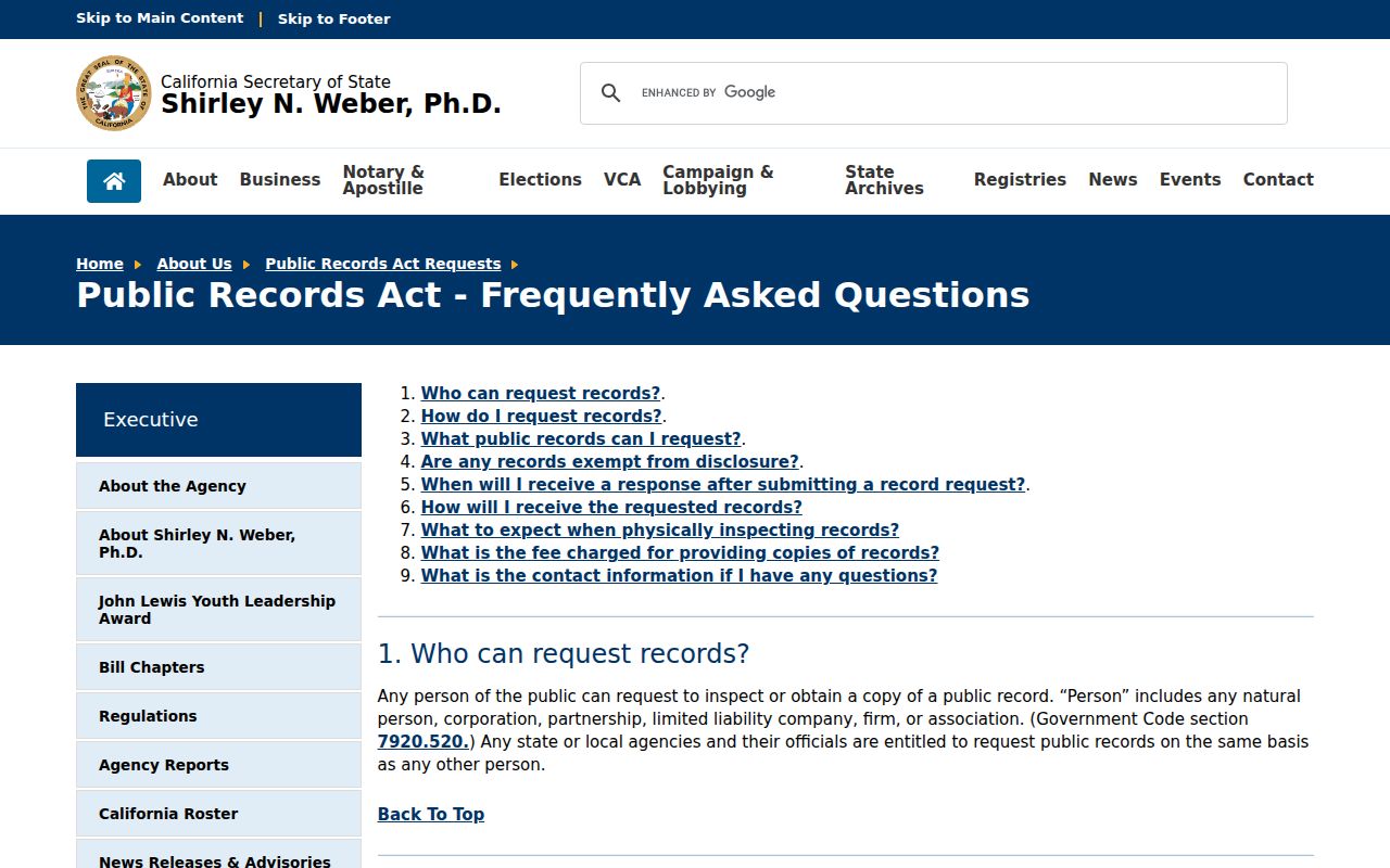 Hawthorne residents directory California Public Records Act guidance