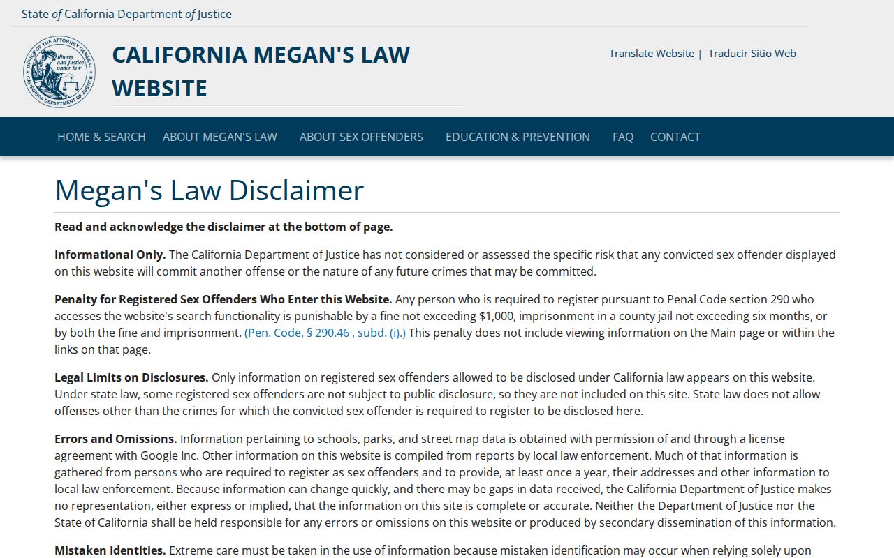 Hawthorne neighbors California Megan's Law search