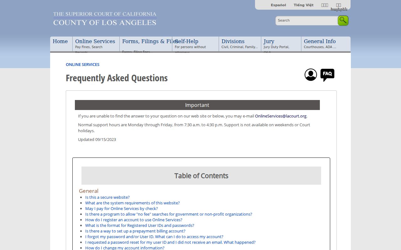 Hawthorne resident lookup search rules and image limits at Los Angeles Superior Court