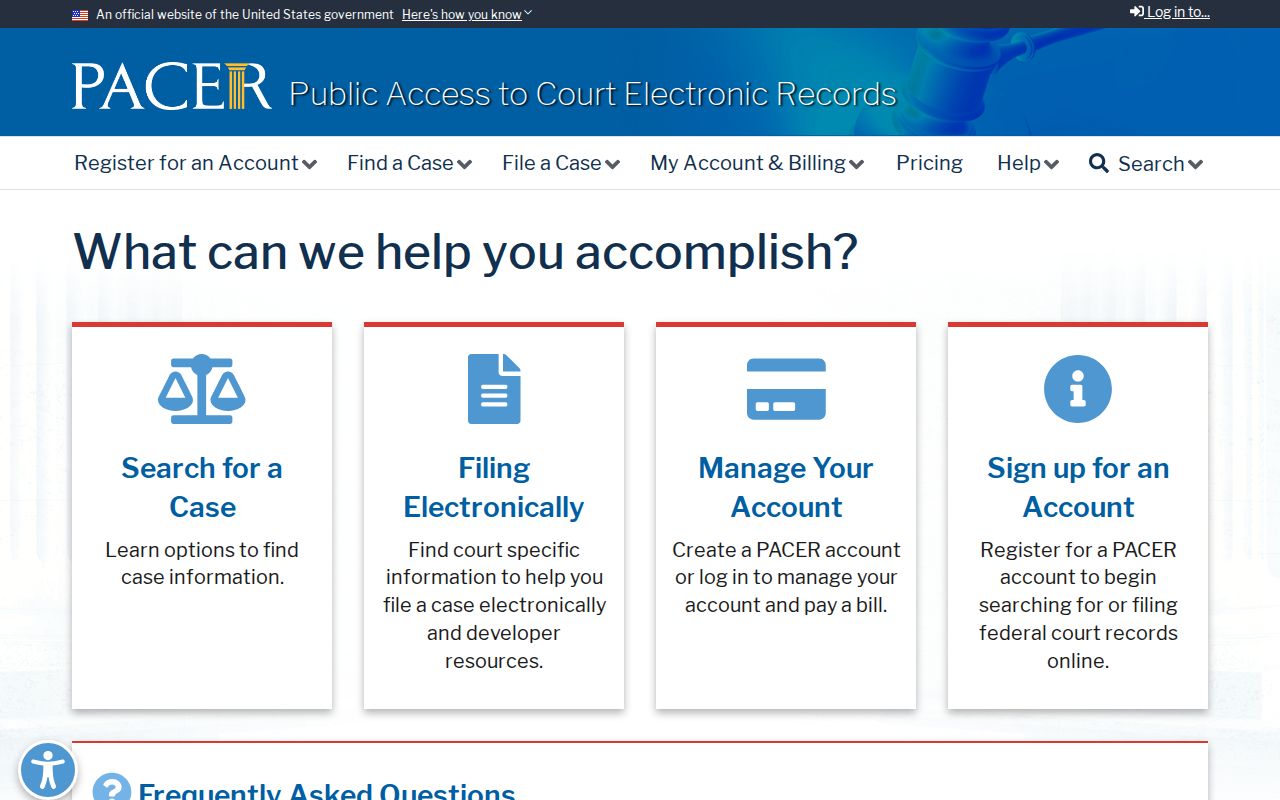Hawthorne resident lookup through the official PACER federal case search