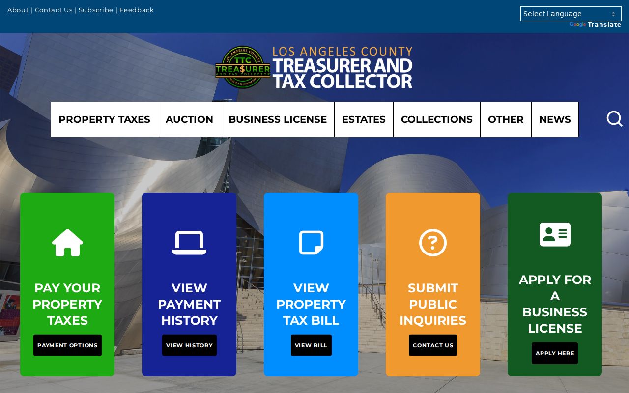 Hawthorne street directory view of Los Angeles County tax resources